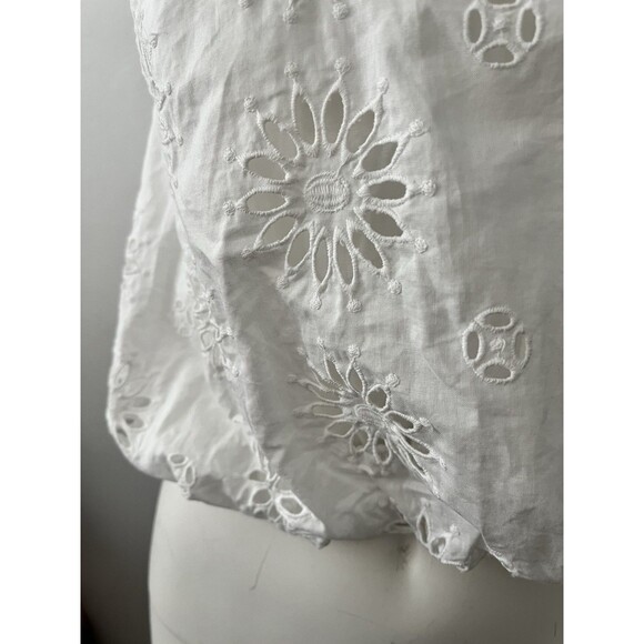 Zara Halter Floral Boho Crop Top XS Zip Sleeveless Bubble Hem Halter Whimsy - Picture 6 of 7